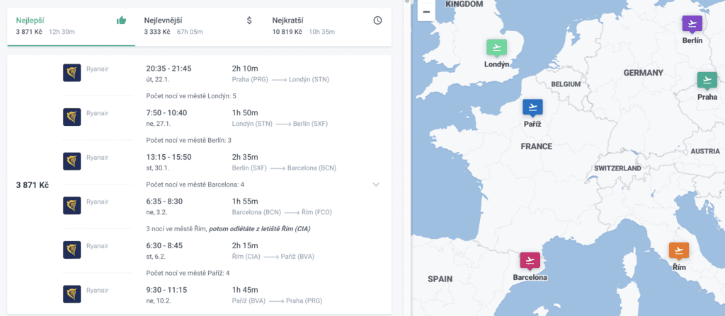 NOMAD vybere ty nejvýhodnější kombinace pro cestu mezi zvolenými destinacemi — Kiwi.com